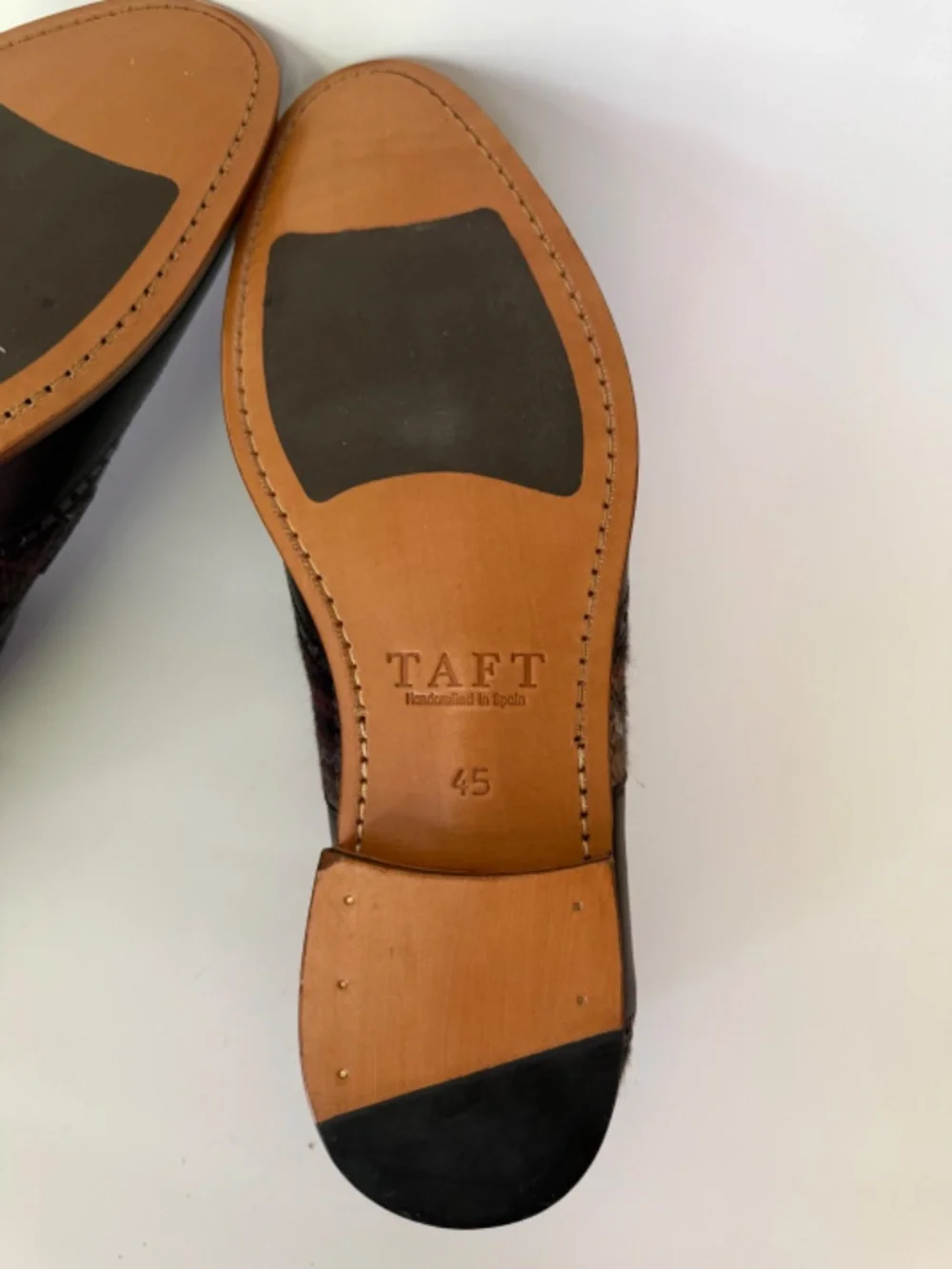TAFT The Wallace Wingtip Oxford Black Leather Brown Tartan Plaid EU 45